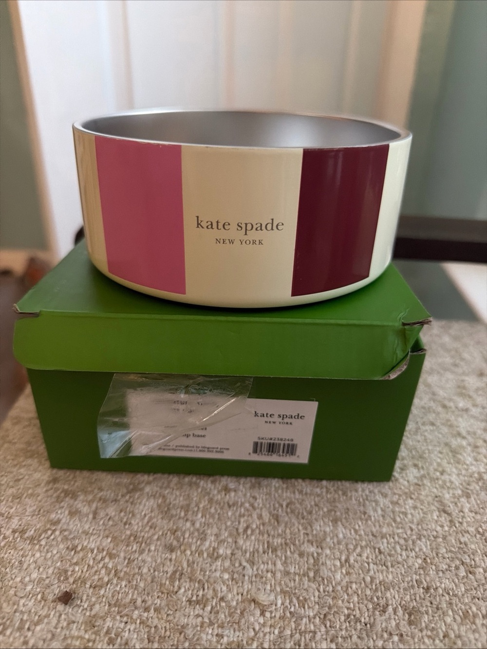 kate spade Pink and Burgundy Striped Decorative Vase
